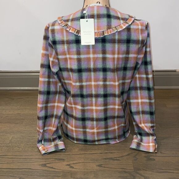 Plaid Ruffle Collar Blouse - Multicolor - Picture 4 of 6